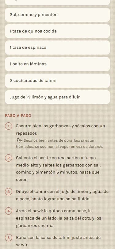 Ingredientes y paso a paso, sin adivinar